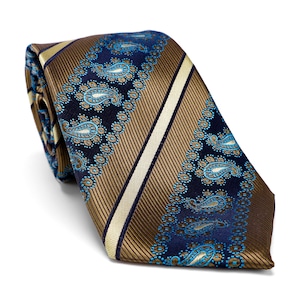 Herren-Krawatte mit Paisley-Muster, Paisley-Blumenmuster, klassische Business-Krawatte, Vintage-Streifen-Krawatte, Khaki-Braun-Krawatte für die Hochzeit, Jubiläumsgeschenk-Krawatte