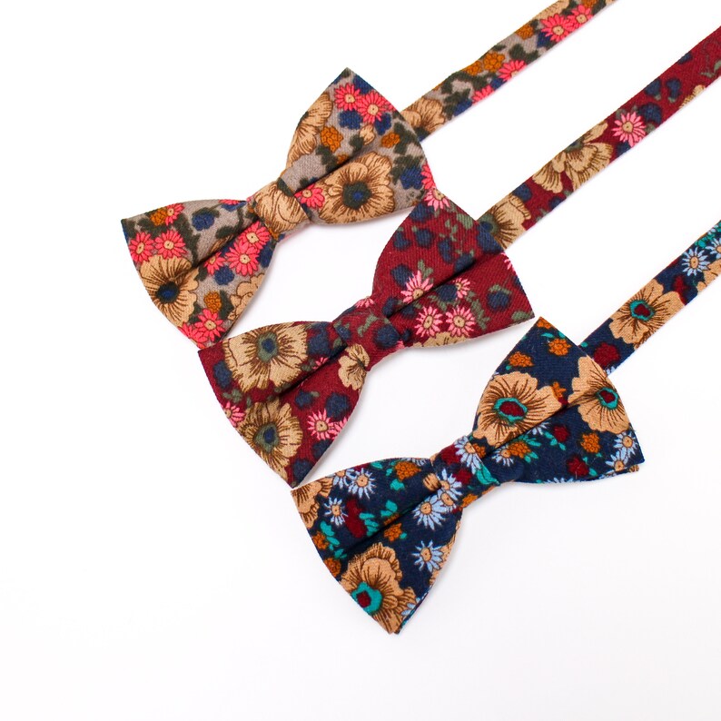 Floral Bow Tie.Mens Floral Bow Tie,Women/'s Floral Bow tie,Floral Wedding Bow Tie,Gray BowTie,Burgundy Red BowTie,Navy BowTie,BowTie For Boys