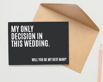 Wil jij mijn getuige, stalknecht, Usher Wedding Party Proposal Card, mijn enige beslissing, zwart & wit, grappige Best Man Card - DEC zijn