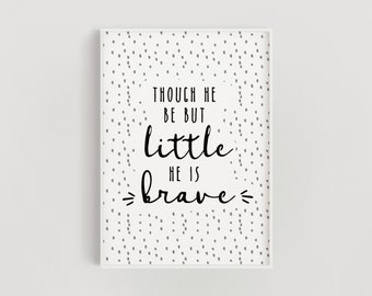 Brave Boys Wall Print, Black and White Nursery Wall Art, Toddler Bedroom Decor, Scandi Modern Style