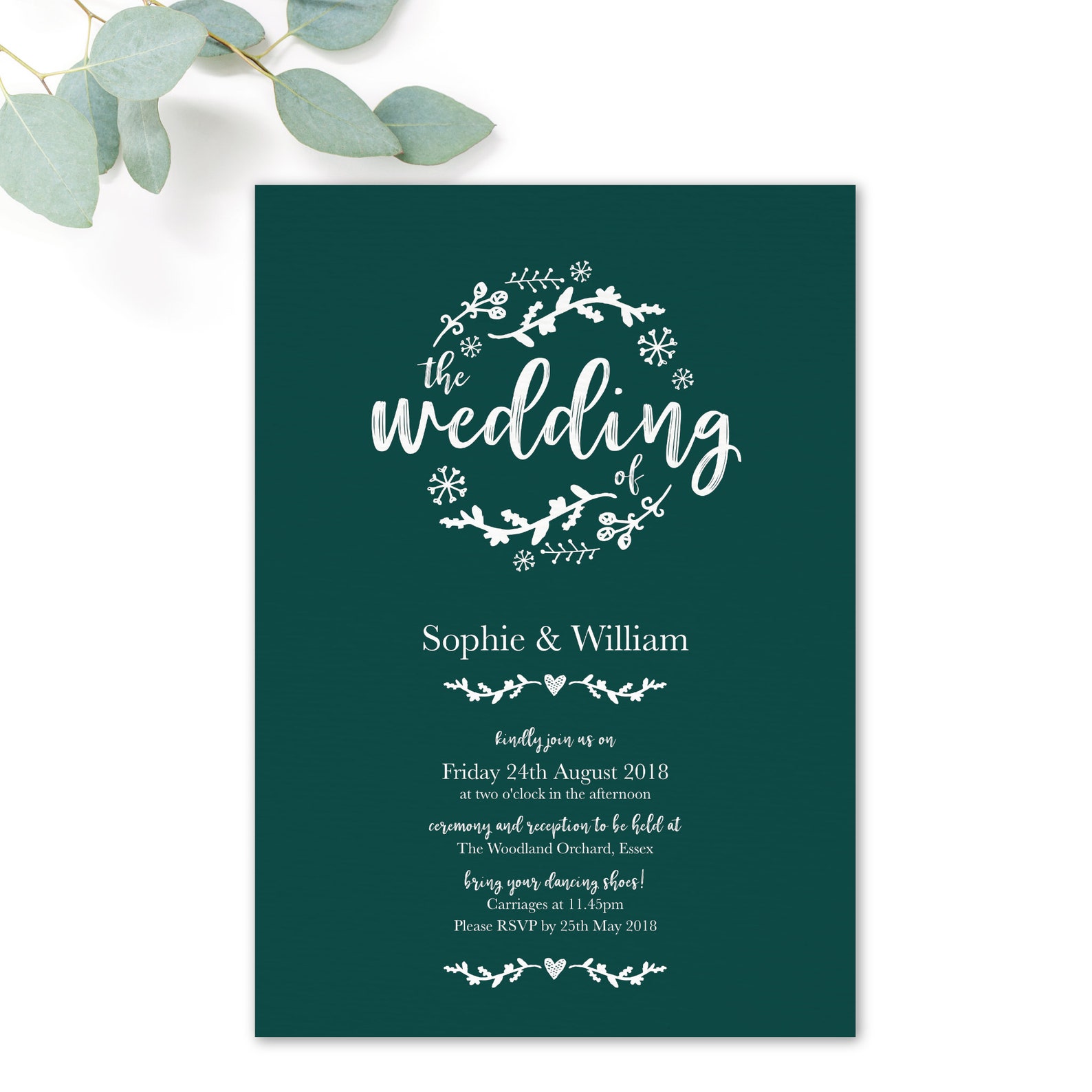 Emerald Green Wedding Invitation Bundle With RSVP Card Etsy UK