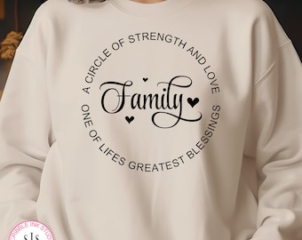 Família, um círculo de força e amor svg, decoração motivacional de casa de fazenda moderna svg