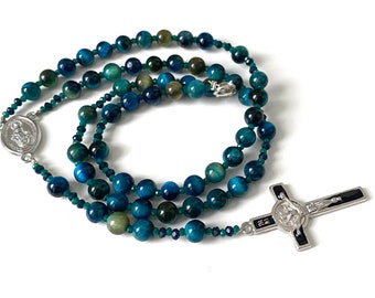 Catholic ROSARY blue, brown of your choice - prayer crown - semi-precious stones - tiger's eye - devotional rosary - gift idea