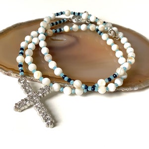 Catholic rosary - semi-precious stones - various models - white, cream, light blue, brown colors - handcrafted religious accessories - gift idea