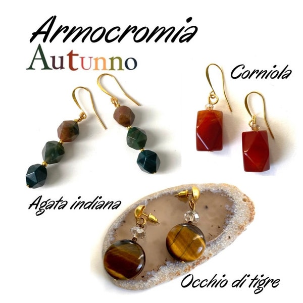 ARMOCROMIA AUTUNNO - verdi, marroni, arancioni - fatti a mano con pietre dure - idea regalo donna - autumn palette