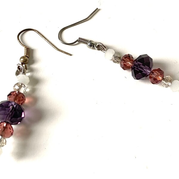 ARMOCROMIA INVERNO - earrings with colored crystal seeds - purple- white- burgundy - winter palette