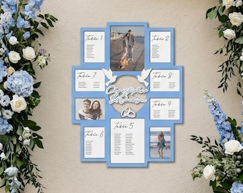 Wedding Seating Chart Frame – Personalized Photo Collage Sign that Becomes Family Wall Decor after Wedding
