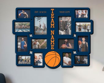 Personalized Sports Photo Collage Frame – Basketball, Baseball, Football Wall Art, College Team Gift, Boys Room Athlete Decor, End-of-season