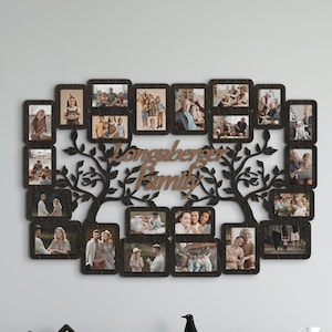 Large family tree frame Personalized picture frame collage Custom family tree gift Family tree wall decor Engraved photo frame collage