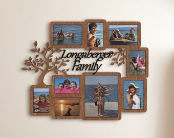 Family tree wood frame Personalized frames for picture Frame collage Personalized family gifts Family frame wall art Family name Wall decor