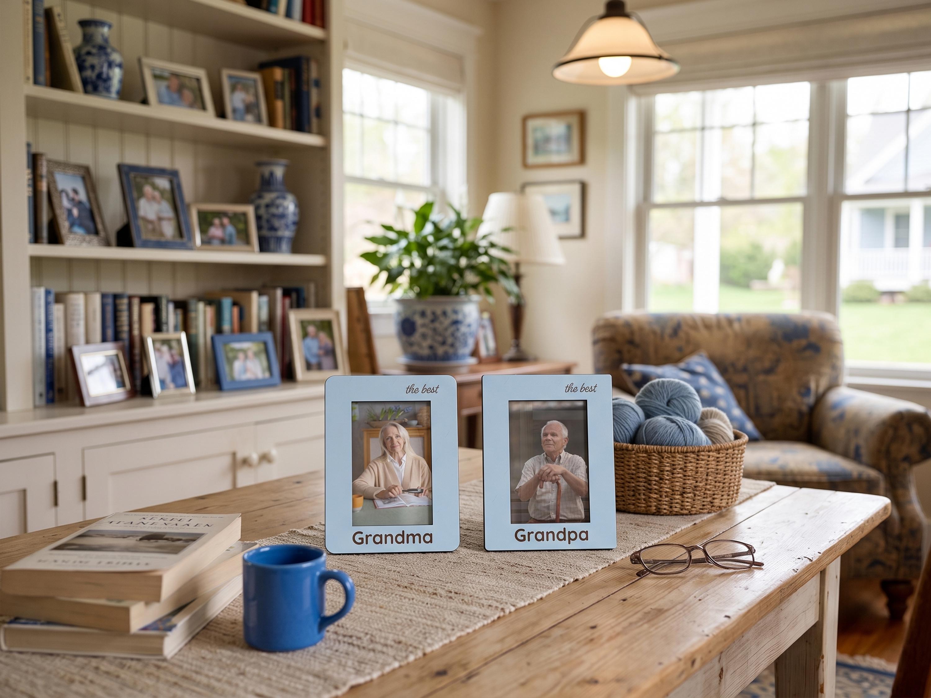 Grandma Grandpa Picture Frame Set – Personalized Gift from Grandkids, Wooden Photo Frames for Nana & Papa