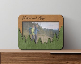 Gepersonaliseerde 8x10 fotolijst Aangepaste cadeaus voor Vaderdag van dochter Pine forest kunst aan de muur decor Uniek ambachtelijk cadeau voor vader of opa