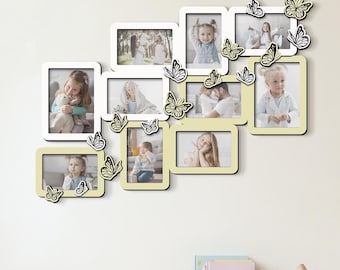 Photo Collage Frame: Butterfly Design - Custom Colors for Kids’ Room