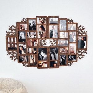 Hölzerne Familien Fotocollage Einzigartige Split Design Stammbaum Bilderrahmen Collage Weihnachtsgeschenk 28 Rahmen 4x6 "5x7" Fotogalerie für die Wand