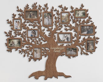 Personalized family tree picture frame collage Custom text Genealogical tree wall decor Family name 6 color options Big tree wall art 4x6