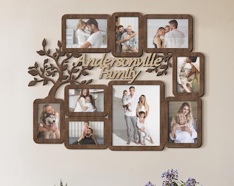 Personalized Family Tree – Large Photo Collage Frame, Custom Wooden Picture Frames, Wall Art Gallery, Wall Decor, Housewarming Gift