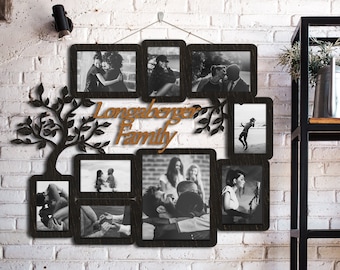 Custom wedding picture frame Dark color, 5th anniversary gift, Rustic picture frame, Cadre photo, Family tree frame, Photo collage template