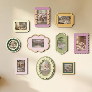 Eclectische houten galeriewandset – Kleurrijk boho-maximalistisch decor