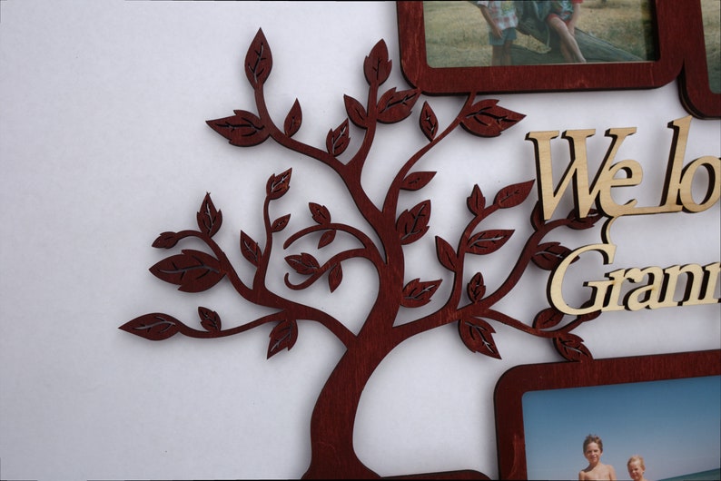 Personalised tree picture frame set Cherry color Wedding Etsy
