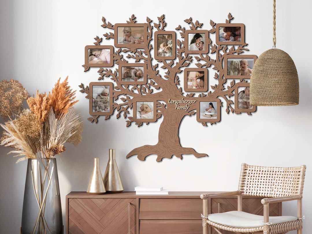 Personalized Wooden Family Tree Photo Collage – Mom Grandma Wall Gift ...