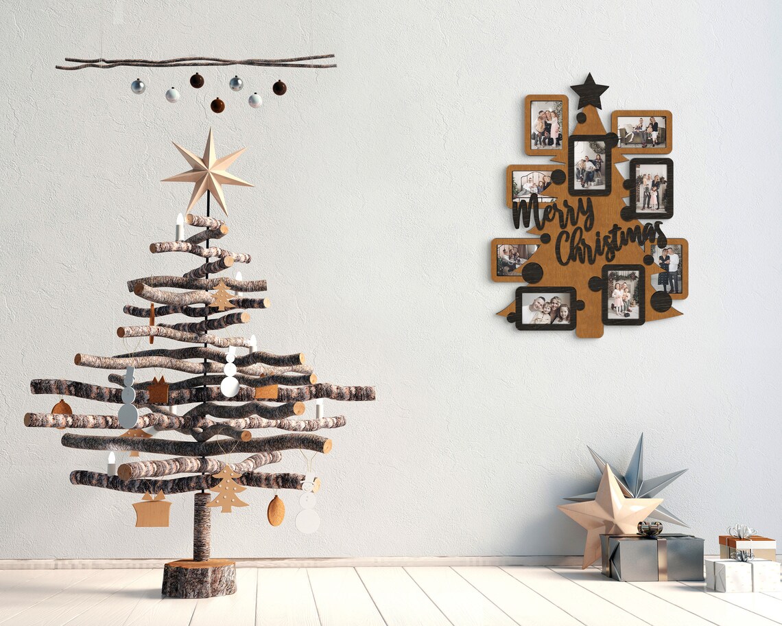 Wallmounted Christmas Tree Picture Frame Collage First Etsy