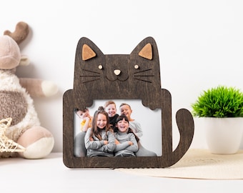 Marco de fotos de gato personalizado: retrato conmemorativo, arte mural para amantes de los gatos, retrato de mascota personalizado, regalo para mamá gata, decoración felina para el hogar.