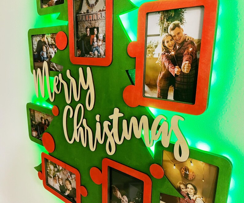 Custom Christmas Picture Frame Collage With LED Lights Modern Christmas