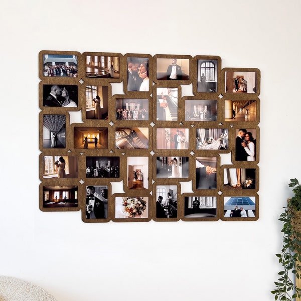 Custom color picture frame collage Wooden photo frame Large wall collage Family gift Multiple 4x6 photos 2 part big frame Indoor decor