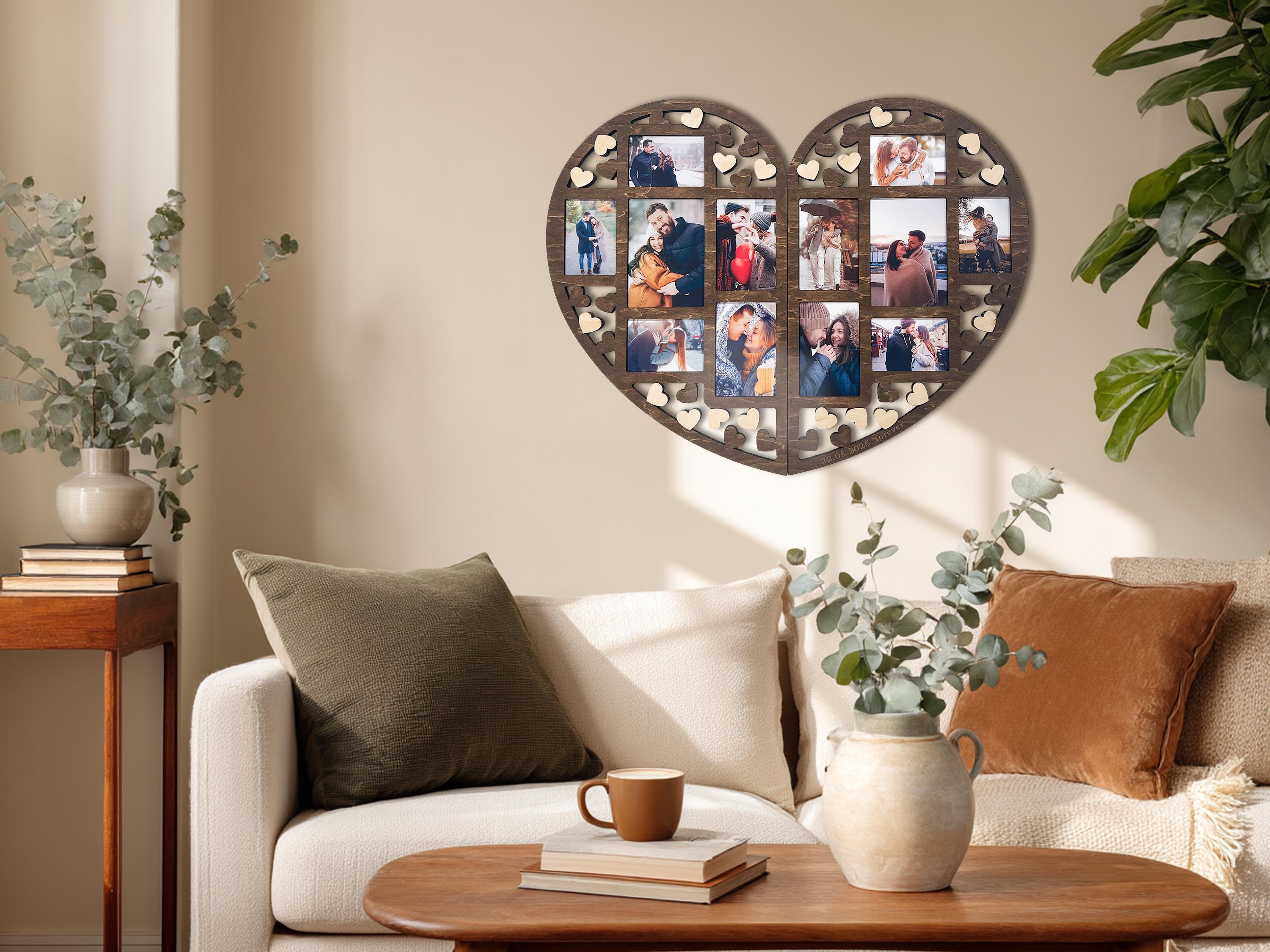 Personalized Couple Photo Frame – Custom Split Heart-shaped Collage ...