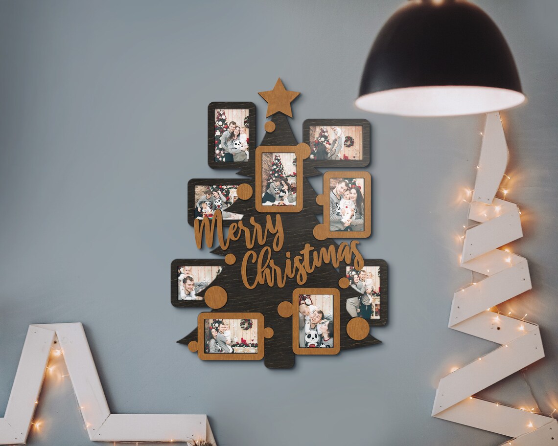 Wallmounted Christmas Tree Picture Frame Collage First Etsy