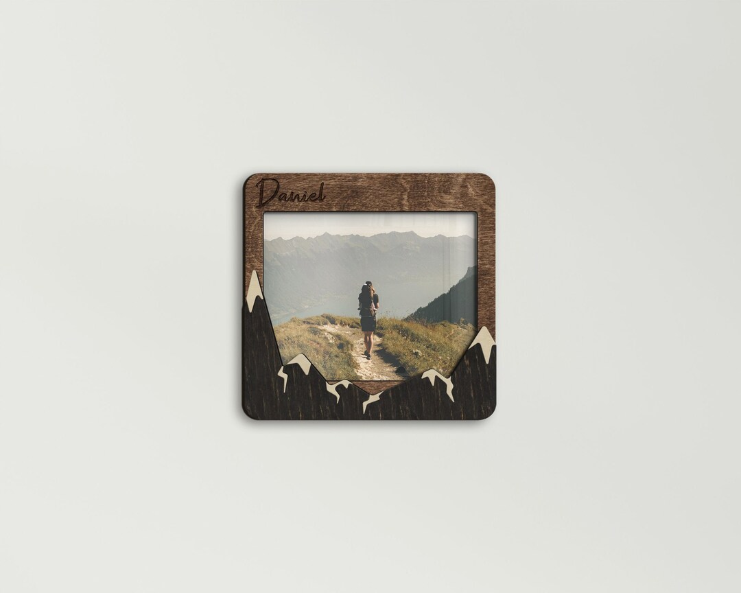 Personalized Mountain Photo Frame Ski Lodge Wall Decor Winter Cabin