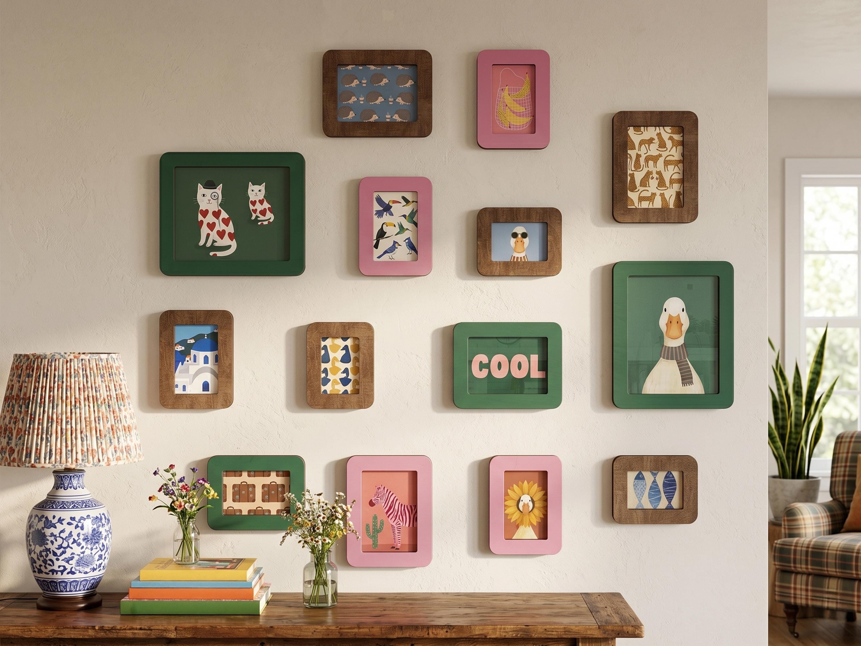 Wooden Picture Frames Custom Color – Colorful Wall Art, Single Photo ...
