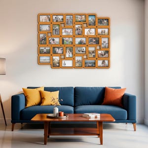 Moldura de madeira para colagem, 30 aberturas para fotos, 4x6 polegadas, grande galeria de fotos para parede, suporte para fotos de família, 6 opções de cores, corte a laser, 29x38 polegadas