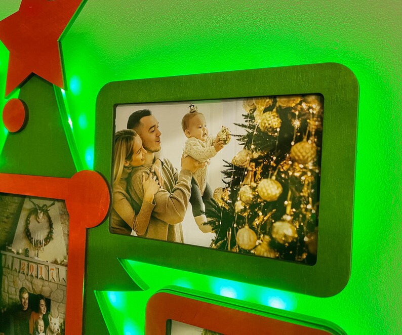 Custom Christmas Picture Frame Collage With LED Lights Modern Christmas