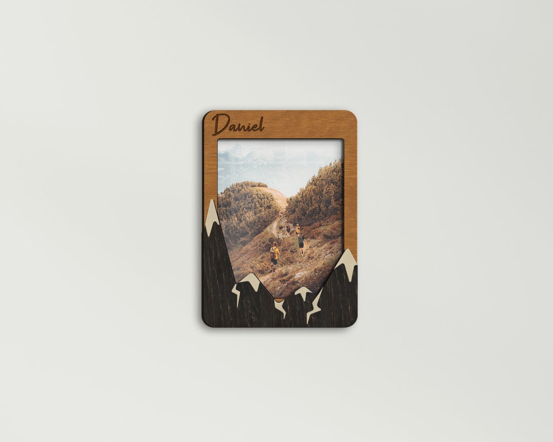 Personalized Engraved Mountain Photo Frame Gift for Traveler for Hiker