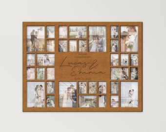 Personalized Engagement Gift Photo Collage Frame – Custom Mr & Mrs Sign, Couples Memory Keepsake, Wedding Anniversary, Bridal Shower Frame