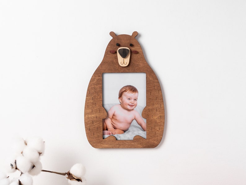 Personlig fotoram för bebisar Barnfotoram Barnrumsdekor Babyshowerpresent 4x6 träram Anpassat familjefoto Nyföddpresent bild 5