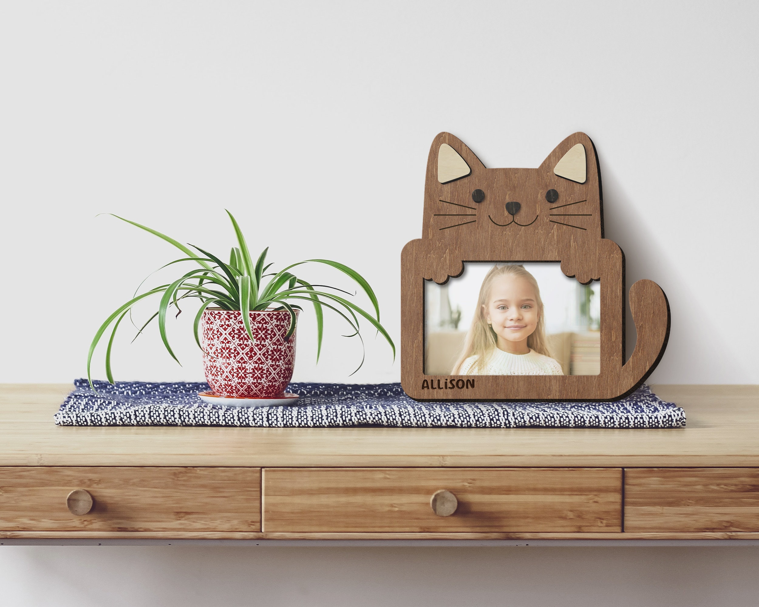 Personalized Cat Photo Frame Custom Color 4x6 Photo Frame Black Cat ...