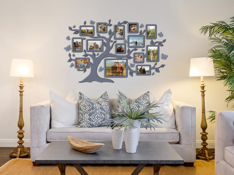 Large Family Tree Wall Decor for Staircase – Wood Genealogy Chart ...