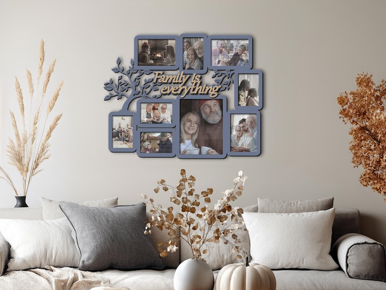 Personalized Family Tree Photo Collage Frame – Custom Gallery Wall Art ...