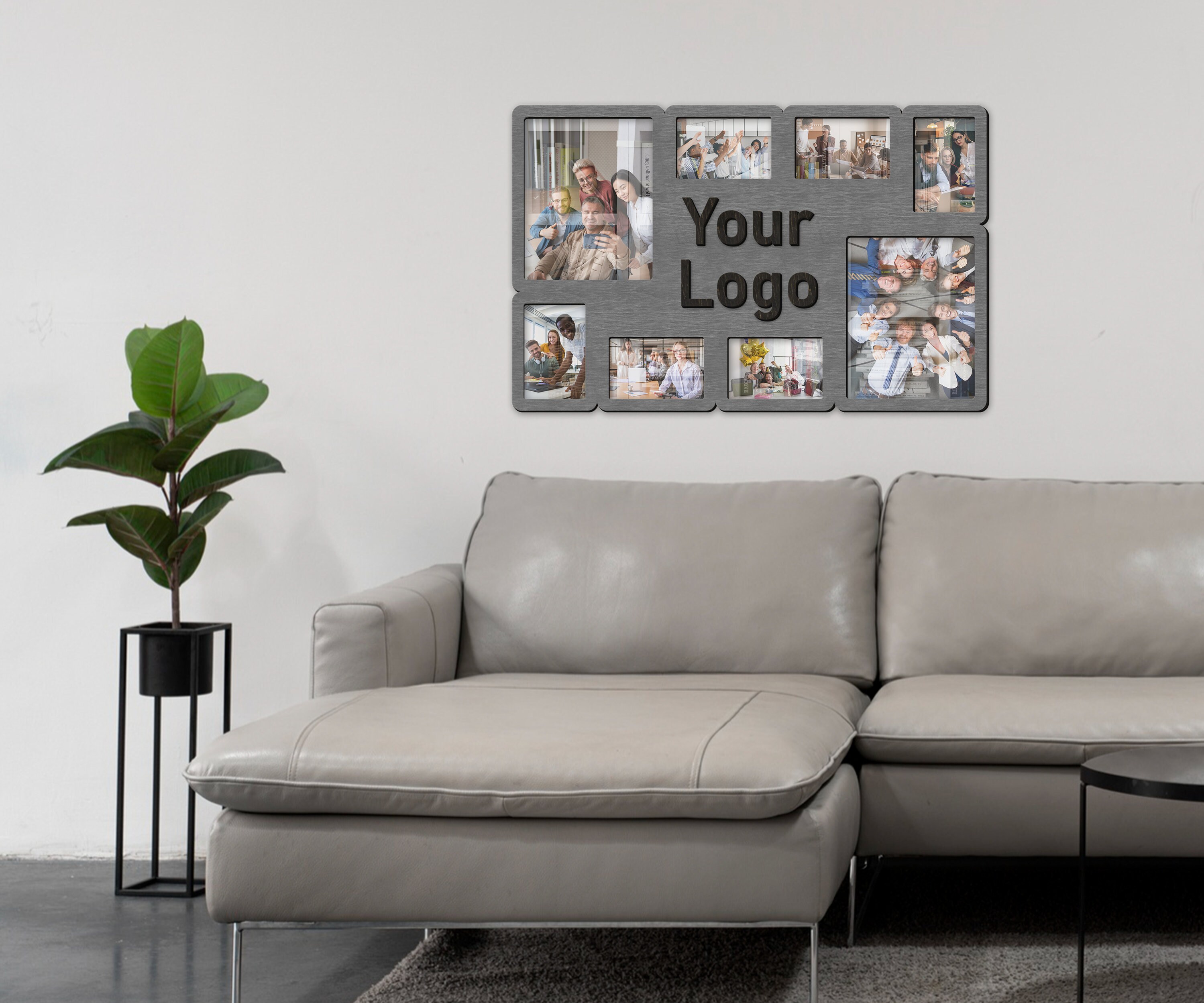 Frame Color:gray Custom Photo Frame for Business Logo Personalized Office Wall Decor ...