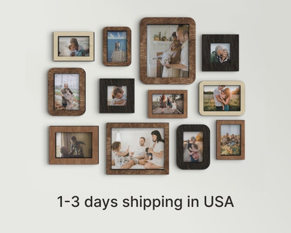 12 Pieces Wall Mounted Wooden Photo Frame Set Different Size Frames Custom Color Photo Frame Collage Wooden Home Decor Wall Photo Gallery Etsy