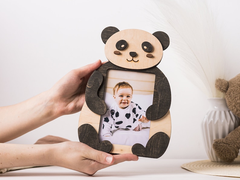 Personalized Panda Photo Frame Nursery Wall Decor First Baby Gift ...