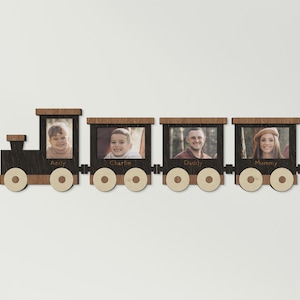 Tren grabado personalizado Nuevo marco de fotos familiar Decoración de habitación infantil personalizada Galería de pared de sala de juegos Marco de fotos Regalos de Navidad Regalo para futura mamá