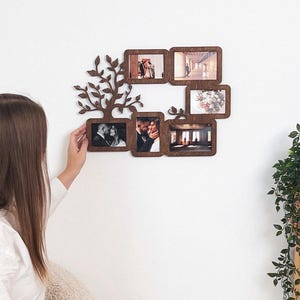 Frame picture frames wall photo M-size Family tree collage Collage picture frame Bilderrahmen collage Photo collage frame Wooden family tree image 9