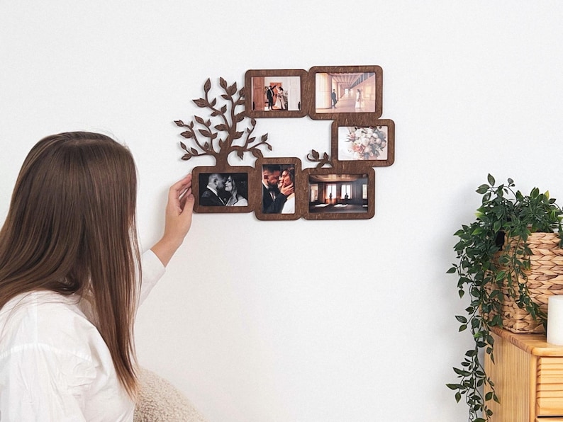 Frame picture frames wall photo M-size Family tree collage Collage picture frame Bilderrahmen collage Photo collage frame Wooden family tree image 9