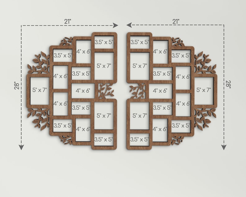 Split Colour Face Frame Wall-mounted Split Picture Frame Collage Family Tree Wall Decor Custom ...
