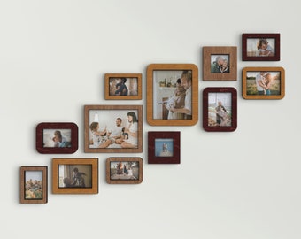 Photo frame set 12 pieces Custom color wall collage set Black Friday sale Stairway gallery Wooden picture frame collage Multi frame collage
