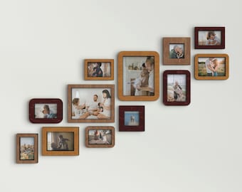 Fotorahmen Set 12 Stück Benutzerdefinierte Farbe Wandcollage Set Black Friday Verkauf Treppenhaus Galerie Holzbilderrahmen Collage Multi Frame Collage