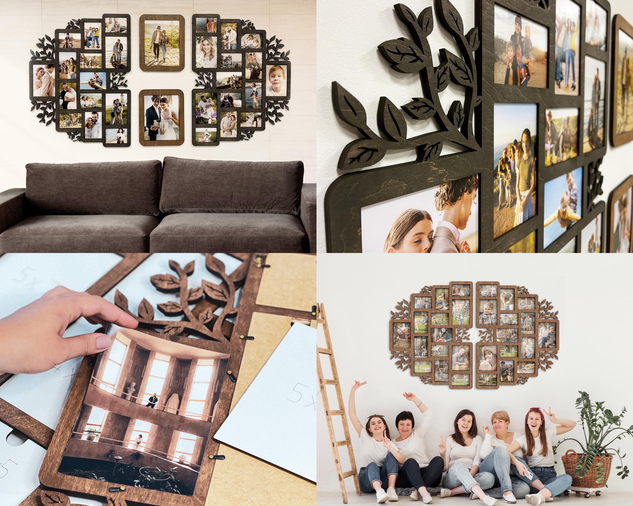 Split Family Picture Frame Collage Wooden Family Tree Wall Decor Custom ...